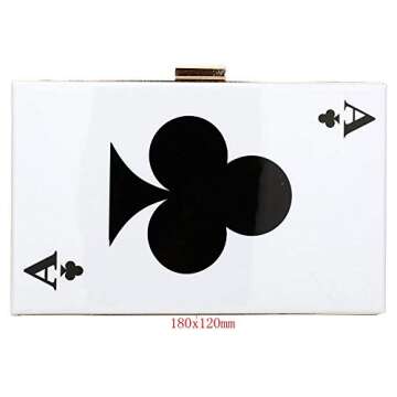 Buric Evening Clutch Handbag for Women Poker Shape Clutch Box Purse Bag with Chain White