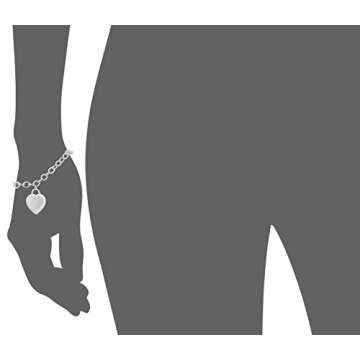 Amazon Essentials Sterling Silver Charm Bracelet with Large Heart Charm, 9" (previously Amazon Collection)