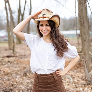 Stylish TOVOSO Straw Cowboy Hat with Shapeable Brim