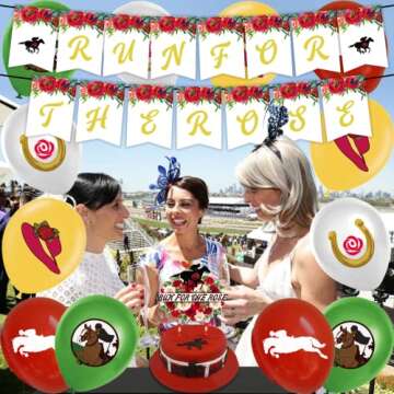 Horse Racing Party Supplies, Horse Racing Party Decorations 2022 with Run For The Roses Banner, Hors...
