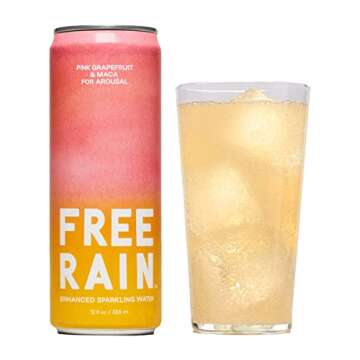 Free Rain Enhanced Sparkling Water, Pink Grapefruit for Arousal, 12 Pack