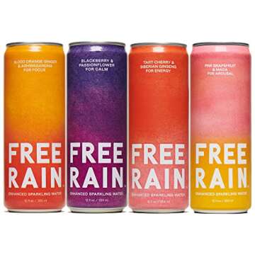 Free Rain Enhanced Sparkling Water, Pink Grapefruit for Arousal, 12 Pack