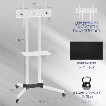 VIVO Mobile TV Cart for 32 to 83 inch Screens Rolling Stand
