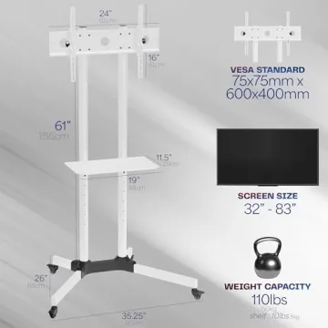 VIVO Mobile TV Cart for 32 to 83 inch Screens Rolling Stand
