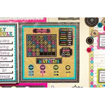 Teacher Created Resources TCR5615 Chalkboard Brights Calendar Bulletin Board Set