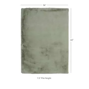 Soft Faux Rabbit Rug in Pale Green for Cozy Spaces