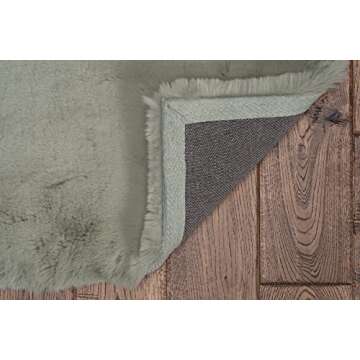 Soft Faux Rabbit Rug in Pale Green for Cozy Spaces
