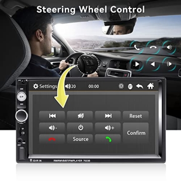 Camecho 7" Double Din Car Stereo Bluetooth Backup Camera