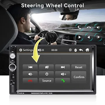 Camecho 7" Double Din Car Stereo Bluetooth Backup Camera