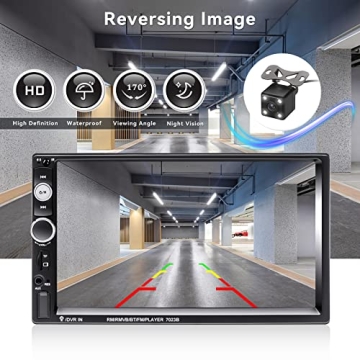Camecho 7" Double Din Car Stereo Bluetooth Backup Camera