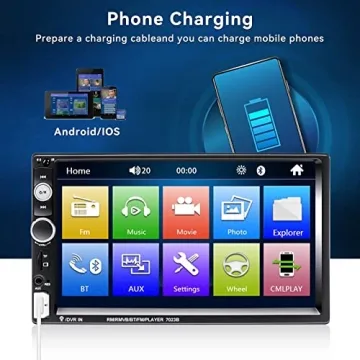 Camecho 7" Double Din Car Stereo Bluetooth Backup Camera