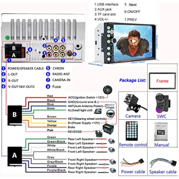 Camecho 7" Double Din Car Stereo Bluetooth Backup Camera