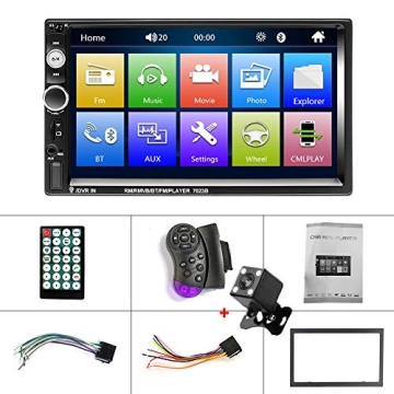 Camecho 7" Double Din Car Stereo Bluetooth Backup Camera