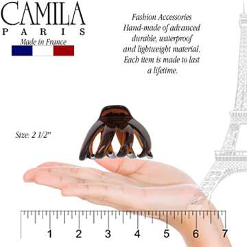 Camila Paris AD704 French Octopus Hair Clip for Women Thick Hair for Long Curly Wavy Hair, Girls Hair Claw Clips, Durable Styling Big Claw Clip for Thick Hair, Strong Hold No Slip Grip, Made in France