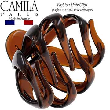 Camila Paris AD704 French Octopus Hair Clip for Women Thick Hair for Long Curly Wavy Hair, Girls Hair Claw Clips, Durable Styling Big Claw Clip for Thick Hair, Strong Hold No Slip Grip, Made in France