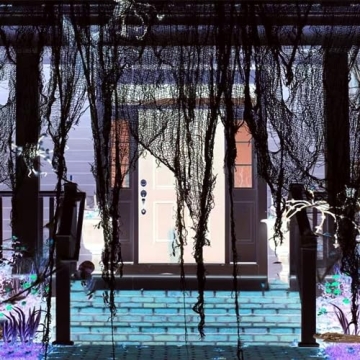 Niurui 510 x 39 inch Large Size Creepy Cloth Black Halloween Scary Spooky Cloth-Windows Doorways Gau...