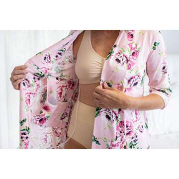 Gownies Post Surgery Mastectomy, Breast Cancer Recovery Robe with Internal Pockets (US, Alpha, X-Small, Small, Regular, Regular, Amelia)