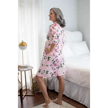 Gownies Post Surgery Mastectomy, Breast Cancer Recovery Robe with Internal Pockets (US, Alpha, X-Small, Small, Regular, Regular, Amelia)