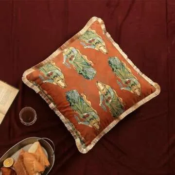 patdrea Designer Vintage Yellow Velvet Throw Pillow Covers 18x18 Inch,Ancient Civilization Character...