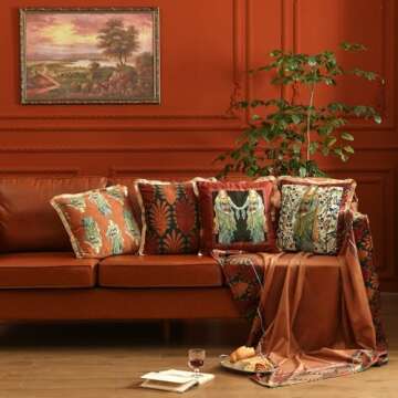 patdrea Designer Vintage Yellow Velvet Throw Pillow Covers 18x18 Inch,Ancient Civilization Characters Pattern,Decorative Square Pillowcases Cushion for Bed Living Room Outdoor Car,Pack of 2