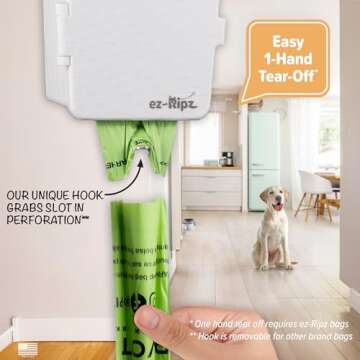 ez-Ripz - Indoor/Outdoor Dog Poop Bag Dispenser Wall Mount (White), Includes 3 Sample Rolls of Waste Bag Rolls, Easy Setup Dog Poop Station