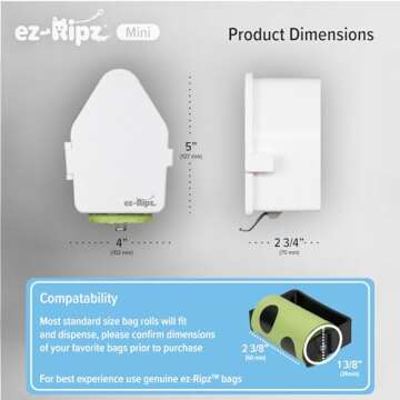 ez-Ripz - Indoor/Outdoor Dog Poop Bag Dispenser Wall Mount (White), Includes 3 Sample Rolls of Waste Bag Rolls, Easy Setup Dog Poop Station