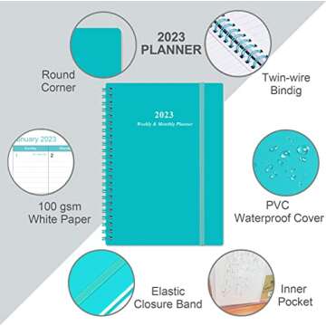 Planner 2024 - A5 Weekly & Monthly Planner & Journal to Track Goals, January 2023 - December 2023, 6...
