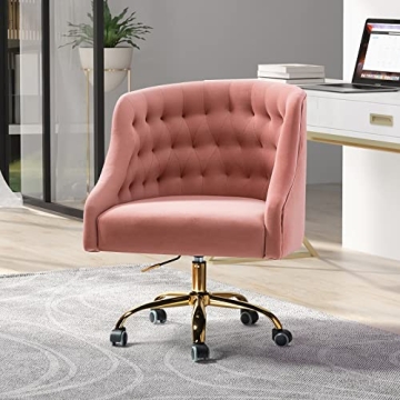 Luxurious Velvet Home Office Chair with Gold Base, Adjustable and Stylish