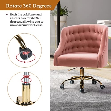 Stylish Velvet Home Office Chair with Gold Base
