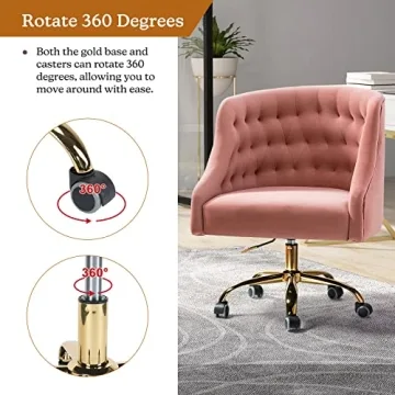 Stylish Velvet Home Office Chair with Gold Base