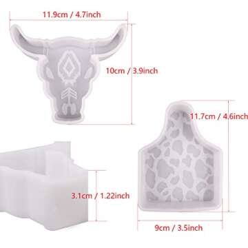 YILIN 2 Pcs Freshie Molds for Aroma Beads, Bull Skull and Cow Tag Silicone Car Freshie, Large Freshies Supplies Soap, Candle, Resin, Clay, DIY Craft, Gifts, Home Decor