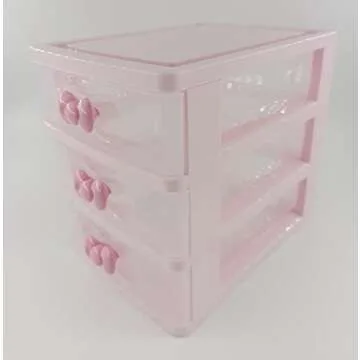 Lovely Pink Receiving Storage Cabinets Box With Multi-layers And Pink Bowknot Handle (Three layers (7.06 x 5.22 x 6.09 inches))