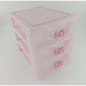 Lovely Pink Receiving Storage Cabinets Box With Multi-layers And Pink Bowknot Handle (Three layers (7.06 x 5.22 x 6.09 inches))