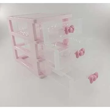Lovely Pink Receiving Storage Cabinets Box With Multi-layers And Pink Bowknot Handle (Three layers (7.06 x 5.22 x 6.09 inches))
