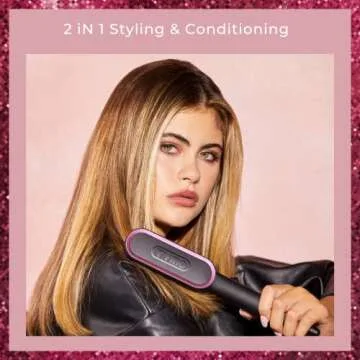 Tymo hair straightener brush - Tymo ring curly hair straightener with 20s fast heating, 5 thermostatic level hot hair straightener combs, 30 minute auto-off & 110V-240V, hair silky straightening brush