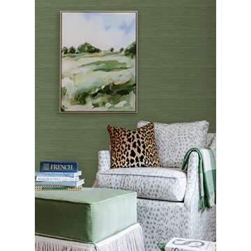 NuWallpaper x Social Social Classic Faux Grasscloth Peel and Stick Wallpaper, Hunter Green