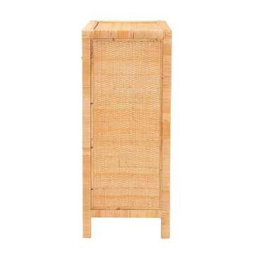 Bali Pari Modern Brown Rattan Mahogany Storage Cabinet