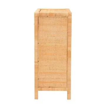Bali Pari Modern Brown Rattan Mahogany Storage Cabinet