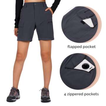 Cycorld Women's-Hiking-Pants-Convertible Quick-Dry-Stretch-Lightweight Zip-Off Outdoor Pants with 5 Deep Pockets (Grey, Medium)