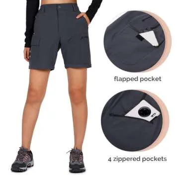 Cycorld Women's-Hiking-Pants-Convertible Quick-Dry-Stretch-Lightweight Zip-Off Outdoor Pants with 5 Deep Pockets (Grey, Medium)