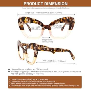 VOOGLAM Oversize Cateye Blue Light Glasses for Women Anti Eyestrain Dry Eyes Computer Phone TV Eyewear Two-tone Zuzanna GOA391157-03