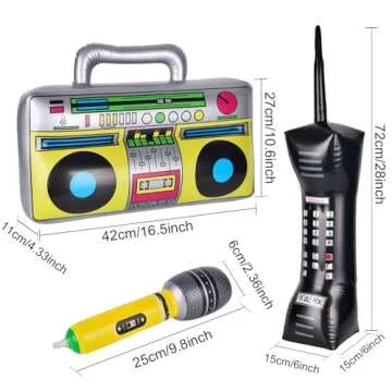 AYRXG Inflatable Boom Box 90s Phone Prop Inflatable Mobile Phones Inflatable Microphones for 80s 90s...