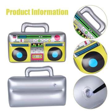 AYRXG Inflatable Boom Box 90s Phone Prop Inflatable Mobile Phones Inflatable Microphones for 80s 90s Party Decorations Inflatable Props for Hip Hop Theme Birthdays Party Supplies