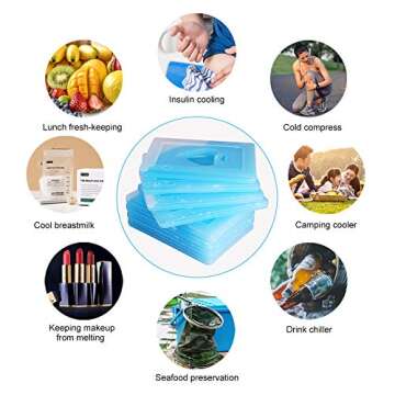 8 x Ice packs for Lunch Box, Freezer Ice packs Slim Long Lasting Cool packs for Lunch Bags and Cooler, Poker Design