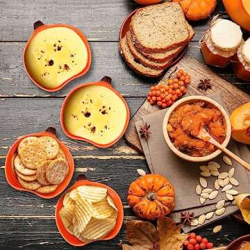 Kolewo4ever 12 Pieces Thanksgiving Ceramic Pumpkin Bowl 6 Ounces Ramekins Small Pumpkin Shaped Bowls Orange Dinnerware Pumpkin Decoration for Fall Thanksgiving Serving Dip, Sauce, Condiments,Snack