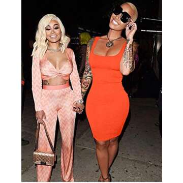 BORIFLORS Women's Casual Bodycon Mini Dress - Orange