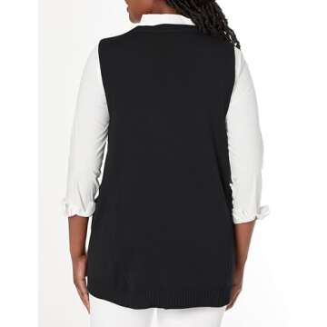 YESNO Women Loose Swing Chunky Cotton Cute Sweater Vests Oversized Cable Knit Pullover Sweaters with Pockets WM9