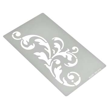 Aleks Melnyk No.349 Metal Stencil, Swirls, Ornaments, Flowers Vine, Patterns, Border, Small Stencil,...