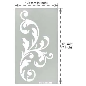 Aleks Melnyk No.349 Metal Stencil, Swirls, Ornaments, Flowers Vine, Patterns, Border, Small Stencil, 1 PCS, Template for Wood Burning, Engraving, Crafting, Scrapbook, Art, Ornate