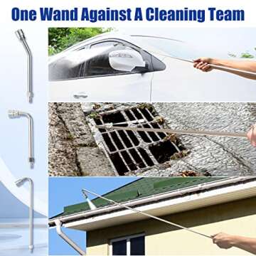 M MINGLE Pressure Washer Extension Wand - 120" Upgrade Power Washer Lance - Pressure Washer Accessories with 5 Nozzle Tips - 30°/90°/120° Curved Rod, 1/4" Quick Connect